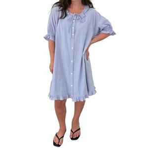NEW THINGS BETWEEN dorothy baby ruffle button mini dress in blue